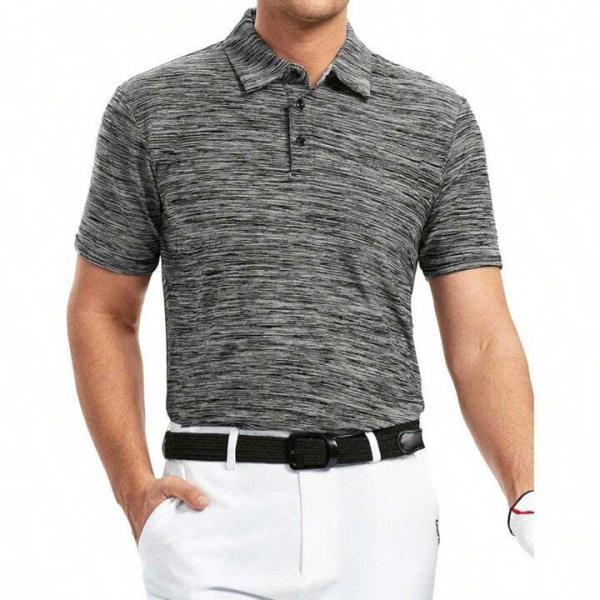 Men’s Grey Striped Golf Polo Shirt