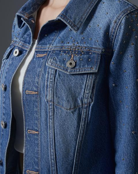 Women denim set with metallic beads