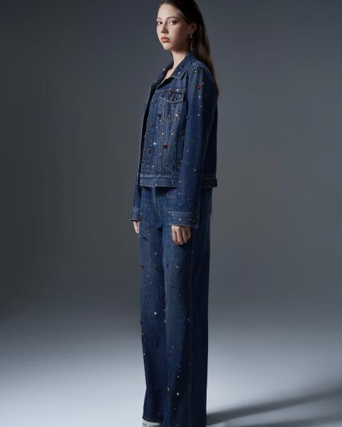 Women’s multicolored rhinestone denim set 