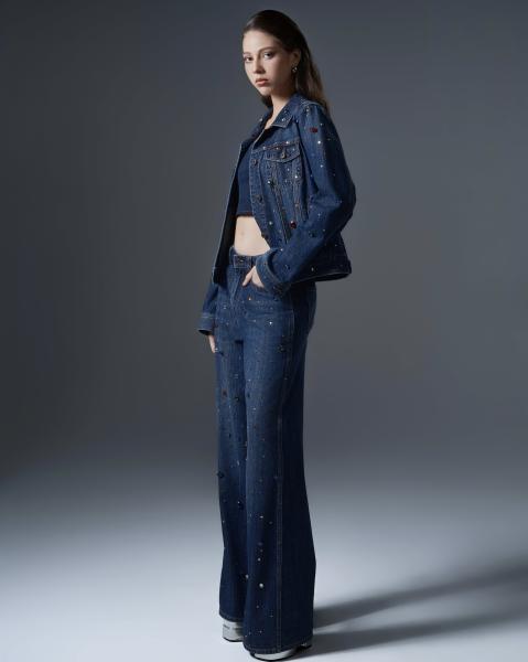 Women’s multicolored rhinestone denim set 