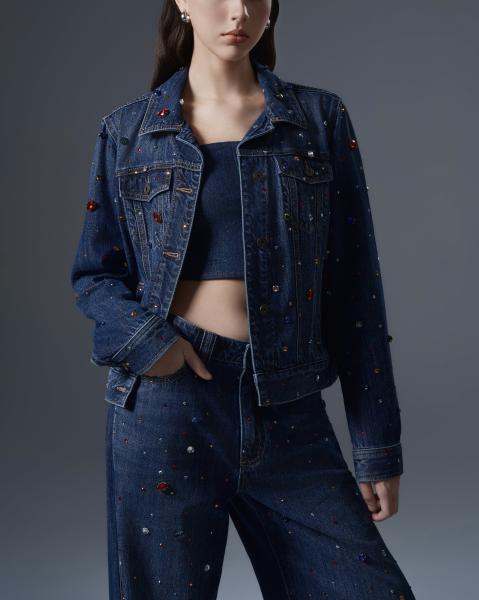 Women’s multicolored rhinestone denim set 