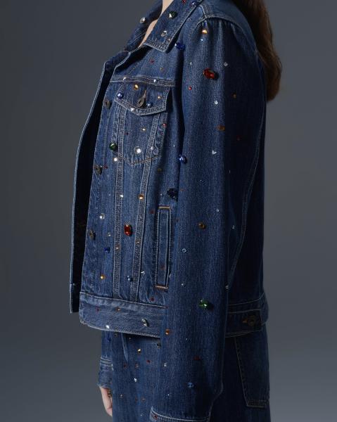 Women’s multicolored rhinestone denim set 