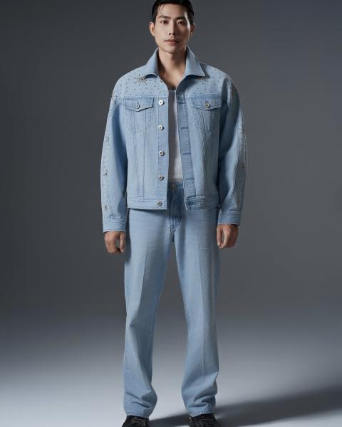 Light blue men’s denim set