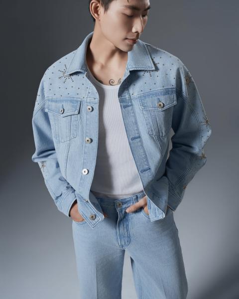 Light blue men’s denim set
