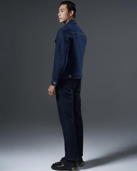 Men’s deep navy denim set with mettalic details
