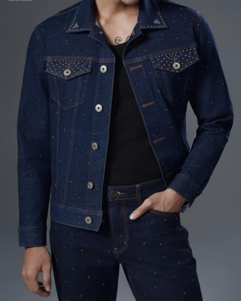 Men’s deep navy denim set with mettalic details