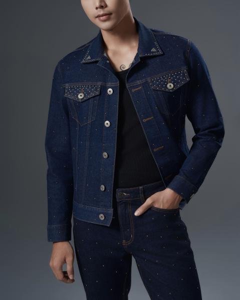 Men’s deep navy denim set with mettalic details