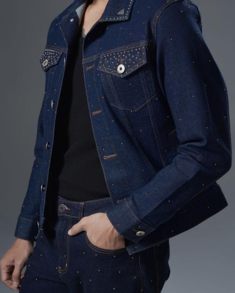 Men’s deep navy denim set with mettalic details