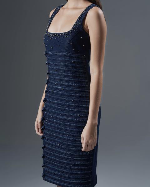 Rhinestone Embellished Bodycon Denim Dress