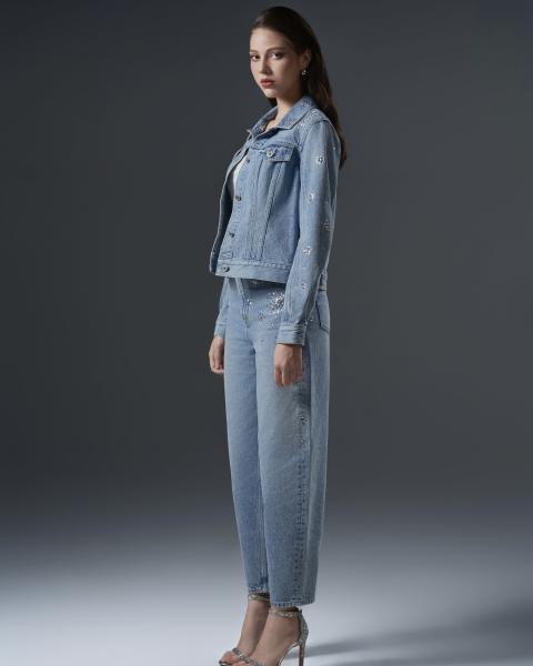 Women’s denim set with rhinstone embellishment