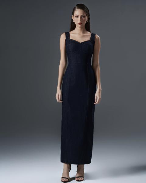 Slim-fit Denim Maxi Dress