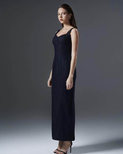 Slim-fit Denim Maxi Dress