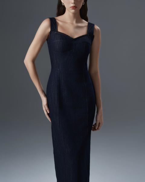 Slim-fit Denim Maxi Dress