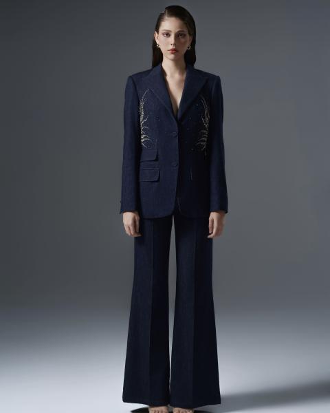 Embellished women’s denim suit