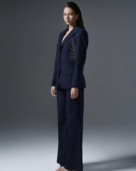 Embellished women’s denim suit