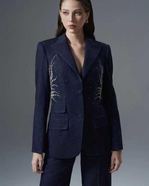 Embellished women’s denim suit