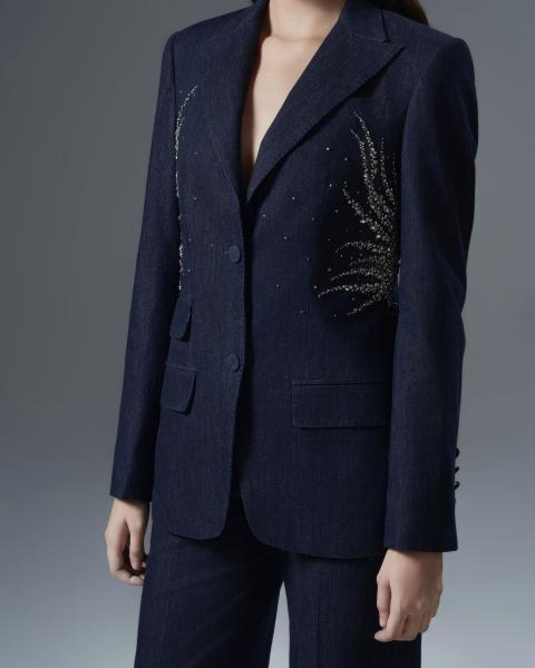 Embellished women’s denim suit