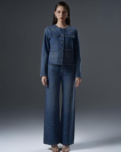 Women’s elegant straight-leg denim set