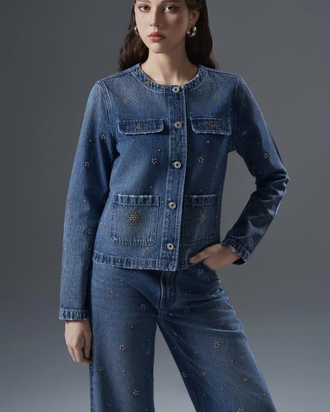 Women’s elegant straight-leg denim set