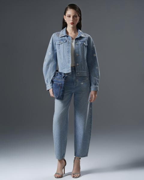 Women’s denim set with rhinstone embellishment