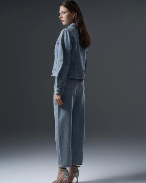 Women’s denim set with rhinstone embellishment