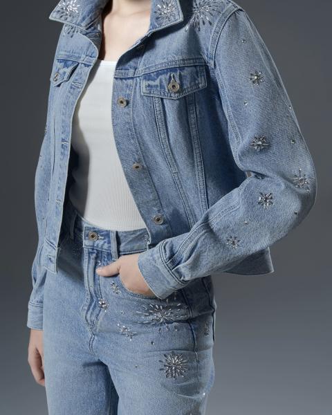 Women’s denim set with rhinstone embellishment