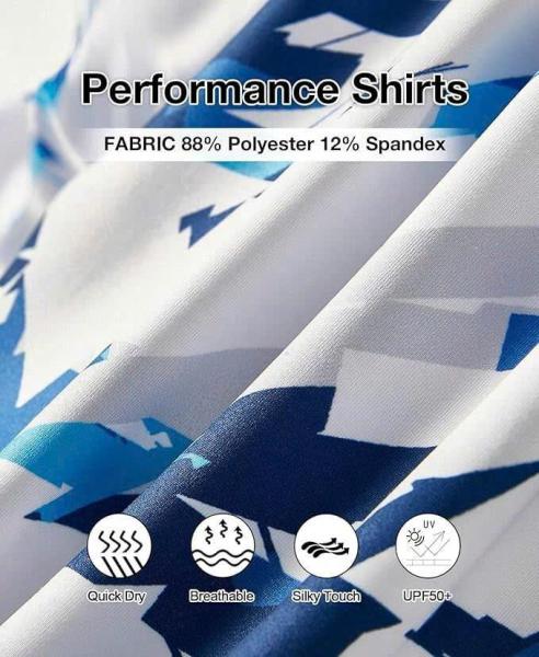 Men’s Blue & White Pattern Golf Polo Shirt 